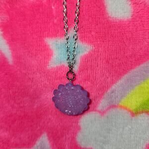 Purple Sunflower Silver Adjustable Chain Charm Necklace
